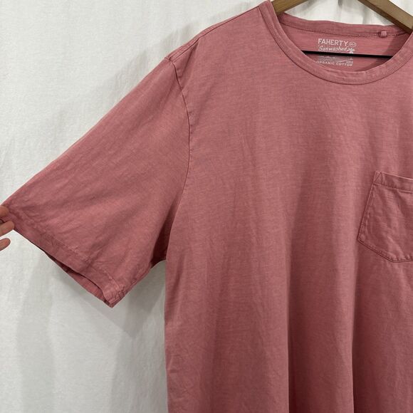 Faherty Sunwashed Salmon Pink Short Sleeve Tee Shirt Mens XXL-T ***READ - Picture 6 of 11